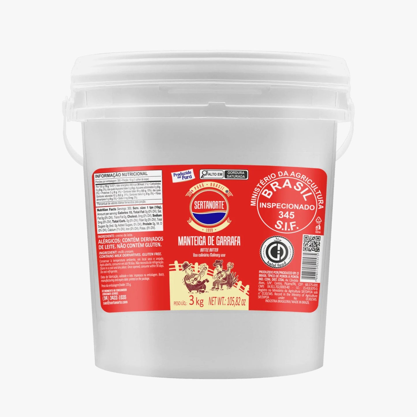 Manteiga de garrafa Sertanorte pote 3kg